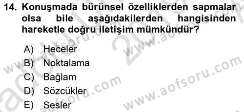 Türkçe Ses Bilgisi Dersi 2019 - 2020 Yılı (Vize) Ara Sınavı 14. Soru