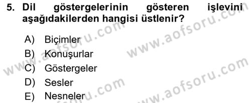 Türkçe Ses Bilgisi Dersi 2019 - 2020 Yılı (Vize) Ara Sınavı 5. Soru