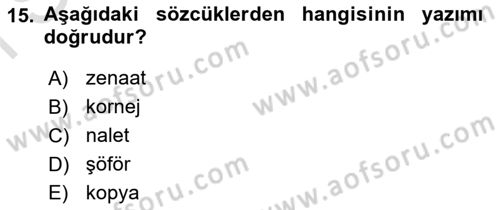 Türkçe Ses Bilgisi Dersi 2019 - 2020 Yılı (Final) Dönem Sonu Sınavı 15. Soru