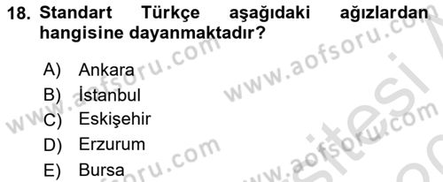 Türkçe Ses Bilgisi Dersi 2019 - 2020 Yılı (Final) Dönem Sonu Sınavı 18. Soru