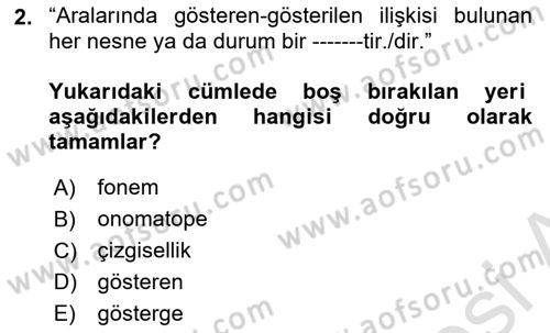 Türkçe Ses Bilgisi Dersi 2020 - 2021 Yılı Yaz Okulu Sınav Soruları 2. Soru