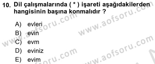 Türkçe Ses Bilgisi Dersi 2021 - 2022 Yılı (Vize) Ara Sınav Soruları 10. Soru