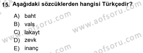 Türkçe Ses Bilgisi Dersi 2021 - 2022 Yılı (Vize) Ara Sınav Soruları 15. Soru