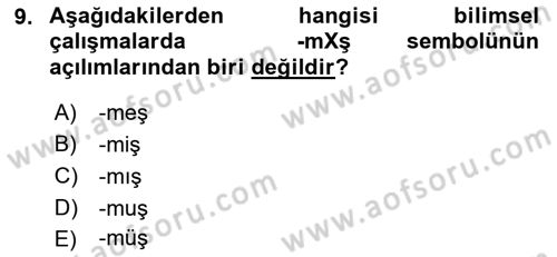Türkçe Ses Bilgisi Dersi 2021 - 2022 Yılı (Vize) Ara Sınav Soruları 9. Soru