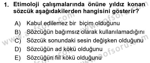 Türkçe Ses Bilgisi Dersi 2022 - 2023 Yılı (Vize) Ara Sınavı 1. Soru