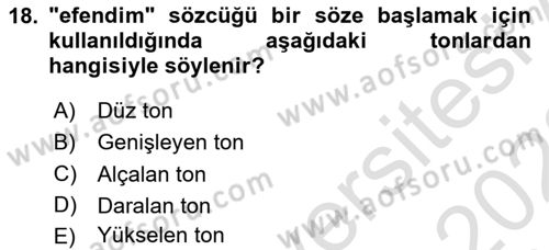 Türkçe Ses Bilgisi Dersi 2022 - 2023 Yılı (Vize) Ara Sınavı 18. Soru