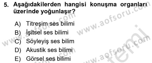 Türkçe Ses Bilgisi Dersi 2022 - 2023 Yılı (Vize) Ara Sınavı 5. Soru