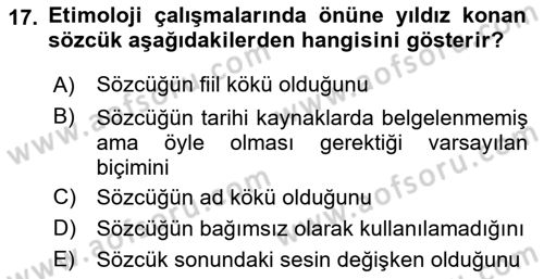 Türkçe Ses Bilgisi Dersi 2022 - 2023 Yılı Yaz Okulu Sınav Soruları 17. Soru