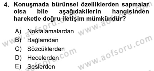 Türkçe Ses Bilgisi Dersi 2023 - 2024 Yılı (Vize) Ara Sınavı 4. Soru