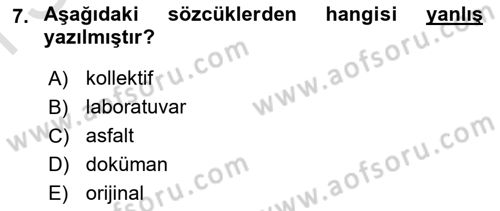 Türkçe Ses Bilgisi Dersi 2023 - 2024 Yılı (Final) Dönem Sonu Sınavı 7. Soru