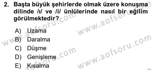 Türkçe Ses Bilgisi Dersi 2023 - 2024 Yılı Yaz Okulu Sınav Soruları 2. Soru