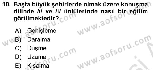 Türkçe Ses Bilgisi Dersi 2024 - 2025 Yılı (Final) Dönem Sonu Sınav Soruları 10. Soru
