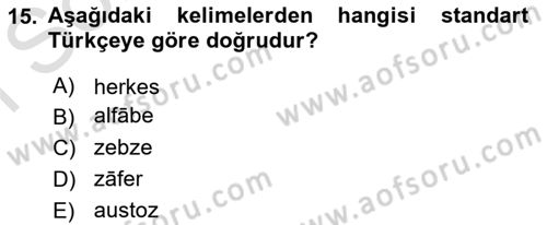 Türkçe Ses Bilgisi Dersi 2024 - 2025 Yılı (Final) Dönem Sonu Sınav Soruları 15. Soru