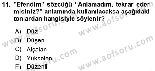 Türkçe Ses Bilgisi Dersi 2025 - 2026 Yılı (Vize) Ara Sınav Soruları 11. Soru