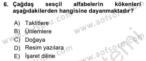 Türkçe Ses Bilgisi Dersi 2025 - 2026 Yılı (Vize) Ara Sınav Soruları 6. Soru