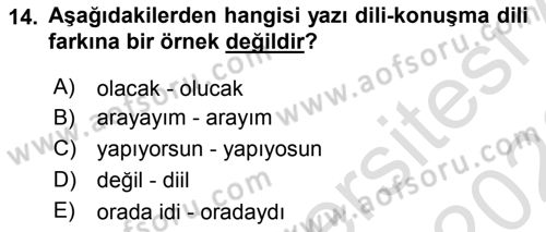 Türkçe Ses Bilgisi Dersi 2025 - 2026 Yılı (Final) Dönem Sonu Sınav Soruları 14. Soru