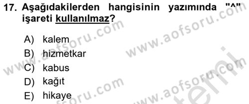 Türkçe Ses Bilgisi Dersi 2025 - 2026 Yılı (Final) Dönem Sonu Sınav Soruları 17. Soru