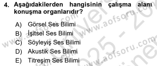Türkçe Ses Bilgisi Dersi 2025 - 2026 Yılı (Final) Dönem Sonu Sınav Soruları 4. Soru