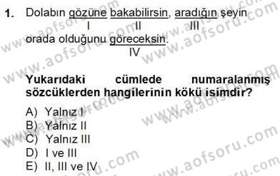 Türkçe Biçim Bilgisi Dersi 2012 - 2013 Yılı (Final) Dönem Sonu Sınav Soruları 1. Soru