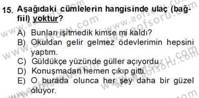 Türkçe Biçim Bilgisi Dersi 2012 - 2013 Yılı (Final) Dönem Sonu Sınav Soruları 15. Soru