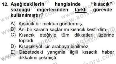 Türkçe Biçim Bilgisi Dersi 2014 - 2015 Yılı (Vize) Ara Sınav Soruları 12. Soru