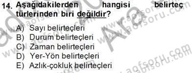 Türkçe Biçim Bilgisi Dersi 2014 - 2015 Yılı (Vize) Ara Sınav Soruları 14. Soru