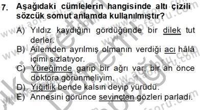 Türkçe Biçim Bilgisi Dersi 2014 - 2015 Yılı (Vize) Ara Sınav Soruları 7. Soru