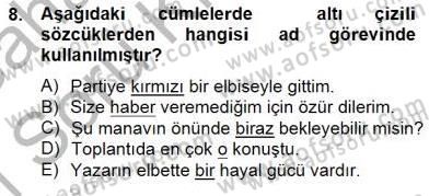 Türkçe Biçim Bilgisi Dersi 2014 - 2015 Yılı (Vize) Ara Sınav Soruları 8. Soru
