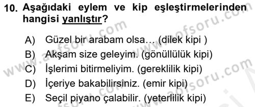 Türkçe Biçim Bilgisi Dersi 2018 - 2019 Yılı (Final) Dönem Sonu Sınav Soruları 10. Soru