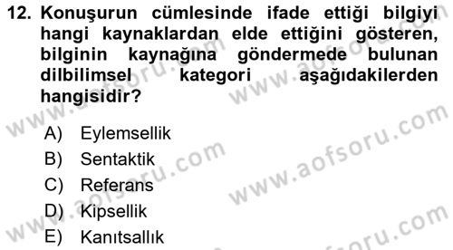Türkçe Biçim Bilgisi Dersi 2018 - 2019 Yılı (Final) Dönem Sonu Sınav Soruları 12. Soru