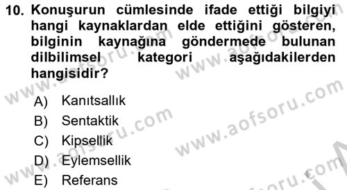 Türkçe Biçim Bilgisi Dersi 2018 - 2019 Yılı Yaz Okulu Sınav Soruları 10. Soru
