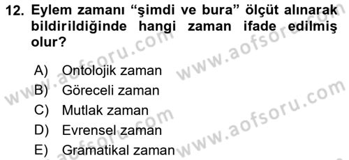 Türkçe Biçim Bilgisi Dersi 2018 - 2019 Yılı Yaz Okulu Sınav Soruları 12. Soru