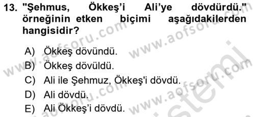 Türkçe Biçim Bilgisi Dersi 2021 - 2022 Yılı (Final) Dönem Sonu Sınav Soruları 13. Soru