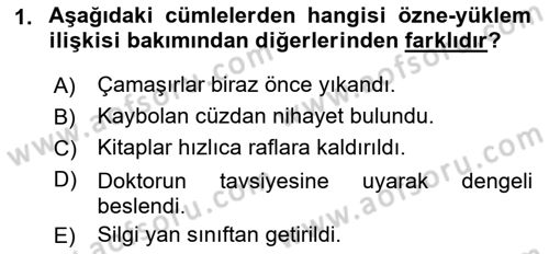 Türkçe Biçim Bilgisi Dersi 2021 - 2022 Yılı Yaz Okulu Sınav Soruları 1. Soru