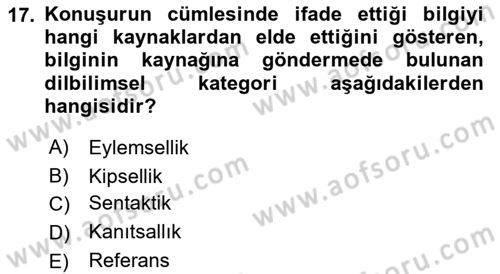Türkçe Biçim Bilgisi Dersi 2022 - 2023 Yılı Yaz Okulu Sınav Soruları 17. Soru