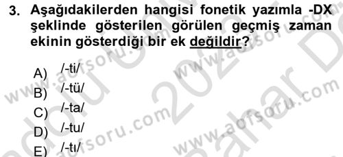 Türkçe Biçim Bilgisi Dersi 2023 - 2024 Yılı (Vize) Ara Sınav Soruları 3. Soru