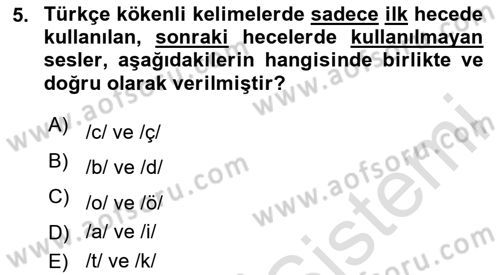 Türkçe Biçim Bilgisi Dersi 2023 - 2024 Yılı (Vize) Ara Sınav Soruları 5. Soru