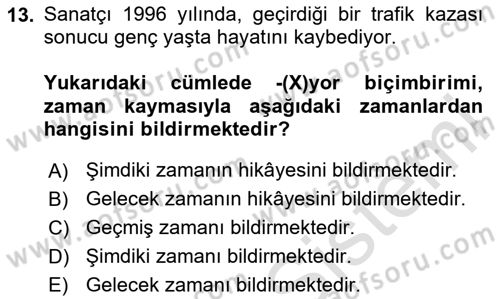 Türkçe Biçim Bilgisi Dersi 2023 - 2024 Yılı (Final) Dönem Sonu Sınav Soruları 13. Soru