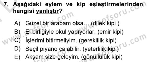 Türkçe Biçim Bilgisi Dersi 2023 - 2024 Yılı (Final) Dönem Sonu Sınav Soruları 7. Soru