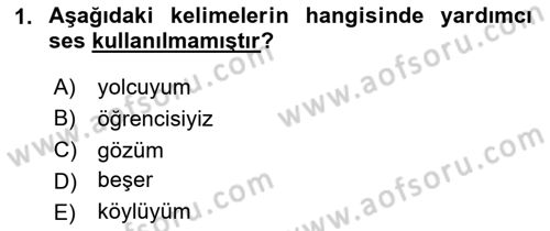 Türkçe Biçim Bilgisi Dersi 2023 - 2024 Yılı Yaz Okulu Sınav Soruları 1. Soru