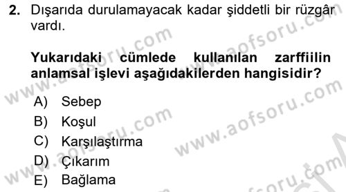 Türkçe Biçim Bilgisi Dersi 2023 - 2024 Yılı Yaz Okulu Sınav Soruları 2. Soru