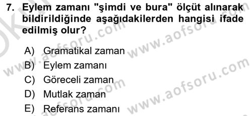 Türkçe Biçim Bilgisi Dersi 2023 - 2024 Yılı Yaz Okulu Sınav Soruları 7. Soru