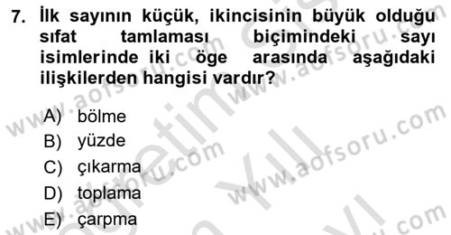Türkçe Biçim Bilgisi Dersi 2024 - 2025 Yılı (Vize) Ara Sınav Soruları 7. Soru