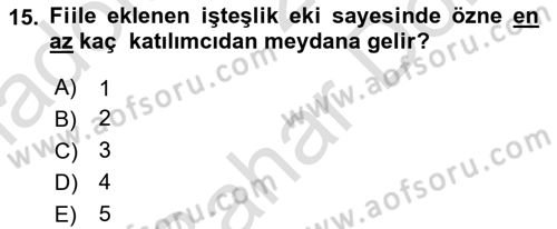 Türkçe Biçim Bilgisi Dersi 2024 - 2025 Yılı (Final) Dönem Sonu Sınav Soruları 15. Soru