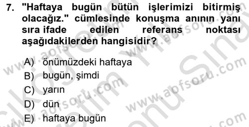 Türkçe Biçim Bilgisi Dersi 2024 - 2025 Yılı (Final) Dönem Sonu Sınav Soruları 7. Soru
