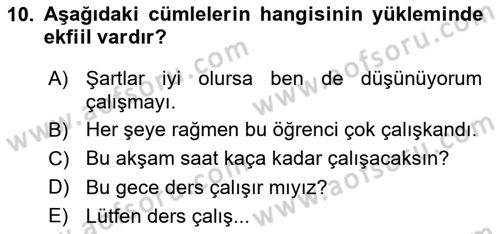 Türkçe Biçim Bilgisi Dersi 2024 - 2025 Yılı Yaz Okulu Sınav Soruları 10. Soru