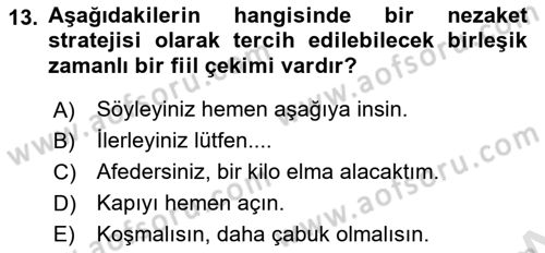 Türkçe Biçim Bilgisi Dersi 2024 - 2025 Yılı Yaz Okulu Sınav Soruları 13. Soru