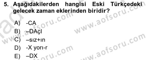 Türkçe Biçim Bilgisi Dersi 2024 - 2025 Yılı Yaz Okulu Sınav Soruları 5. Soru