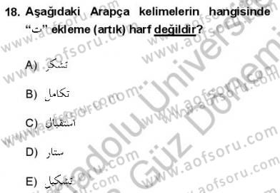 Osmanlı Türkçesine Giriş 1 Dersi 2012 - 2013 Yılı (Final) Dönem Sonu Sınav Soruları 18. Soru