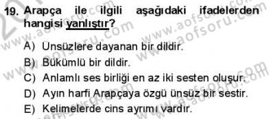 Osmanlı Türkçesine Giriş 1 Dersi 2012 - 2013 Yılı (Final) Dönem Sonu Sınav Soruları 19. Soru